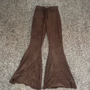 High Rise Brown Suede Flare Pants (xs/36)